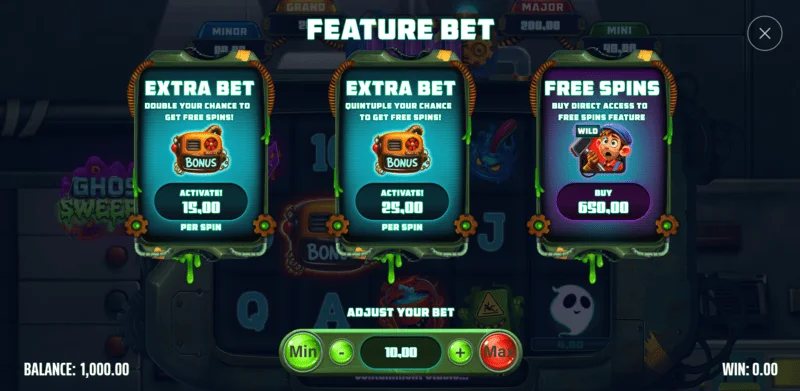 Ghost Sweeper - fenêtre d'achat de bonus avec des options de prix
